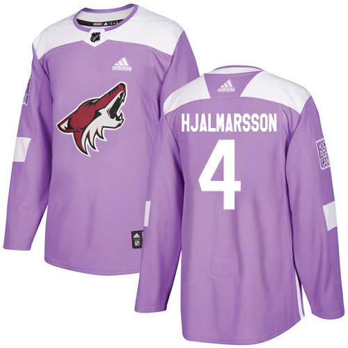 Adidas Coyotes #4 Niklas Hjalmarsson Purple Authentic Fights Cancer Stitched Youth NHL Jersey