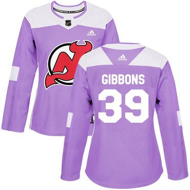 Adidas Devils #39 Brian Gibbons Purple Authentic Fights Cancer Women's Stitched NHL Jersey