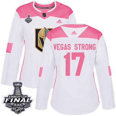 Adidas Golden Knights #17 Vegas Strong White Pink Authentic Fashion 2018 Stanley Cup Final Women's Stitched NHL Jersey