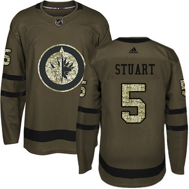 Adidas Jets #5 Mark Stuart Green Salute to Service Stitched NHL Jersey
