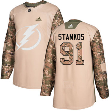 Adidas Lightning #91 Steven Stamkos Camo Authentic 2017 Veterans Day Stitched Youth NHL Jersey