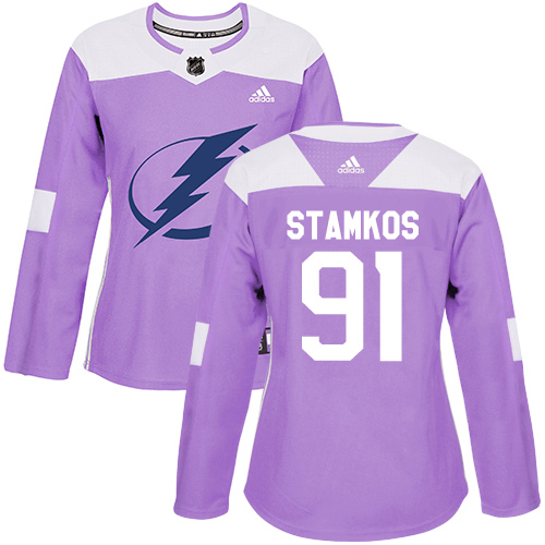 Adidas Lightning #91 Steven Stamkos Purple Authentic Fights Cancer Women's Stitched NHL Jersey