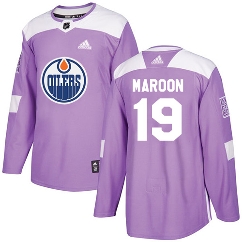 Adidas Oilers #19 Patrick Maroon Purple Authentic Fights Cancer Stitched Youth NHL Jersey