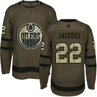 Adidas Oilers #22 Jean-Francois Jacques Green Salute to Service Stitched NHL Jersey