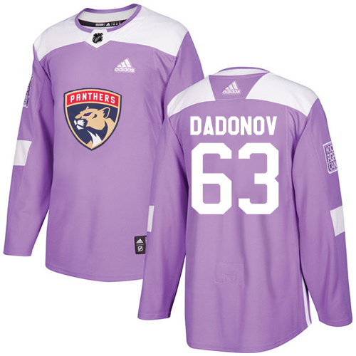 Adidas Panthers #63 Evgenii Dadonov Purple Authentic Fights Cancer Stitched Youth NHL Jersey