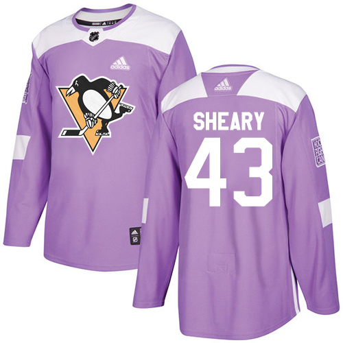 Adidas Penguins #43 Conor Sheary Purple Authentic Fights Cancer Stitched NHL Jersey