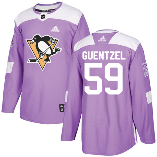 Adidas Penguins #59 Jake Guentzel Purple Authentic Fights Cancer Stitched NHL Jersey