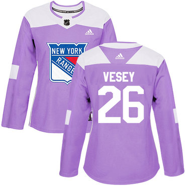 Adidas Rangers #26 Jimmy Vesey Purple Authentic Fights Cancer Women's Stitched NHL Jersey
