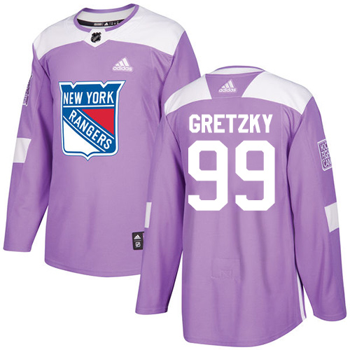 Adidas Rangers #99 Wayne Gretzky Purple Authentic Fights Cancer Stitched Youth NHL Jersey