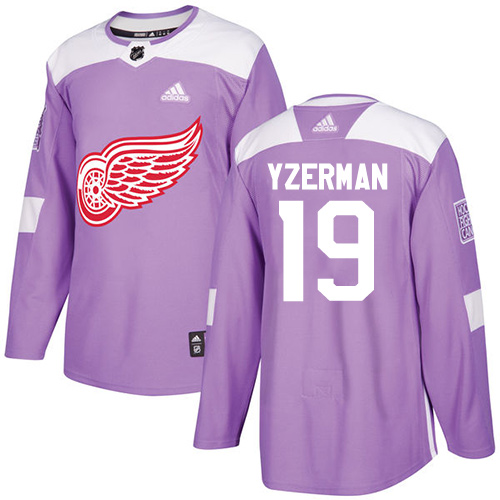 Adidas Red Wings #19 Steve Yzerman Purple Authentic Fights Cancer Stitched Youth NHL Jersey