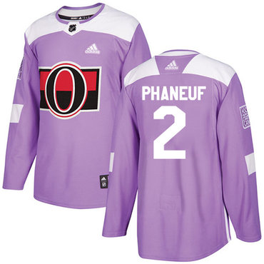 Adidas Senators #2 Dion Phaneuf Purple Authentic Fights Cancer Stitched Youth NHL Jersey
