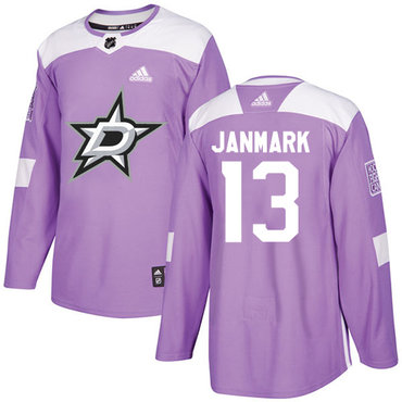 Adidas Stars #13 Mattias Janmark Purple Authentic Fights Cancer Youth Stitched NHL Jersey