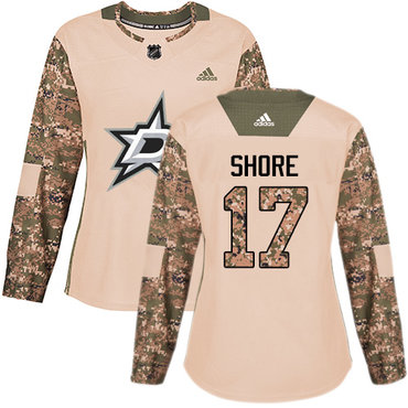 Adidas Stars #17 Devin Shore Camo Authentic 2017 Veterans Day Women's Stitched NHL Jersey