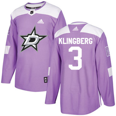 Adidas Stars #3 John Klingberg Purple Authentic Fights Cancer Youth Stitched NHL Jersey