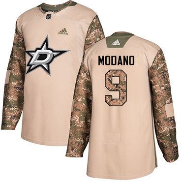 Adidas Stars #9 Mike Modano Camo Authentic 2017 Veterans Day Youth Stitched NHL Jersey