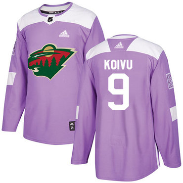 Adidas Wild #9 Mikko Koivu Purple Authentic Fights Cancer Stitched Youth NHL Jersey