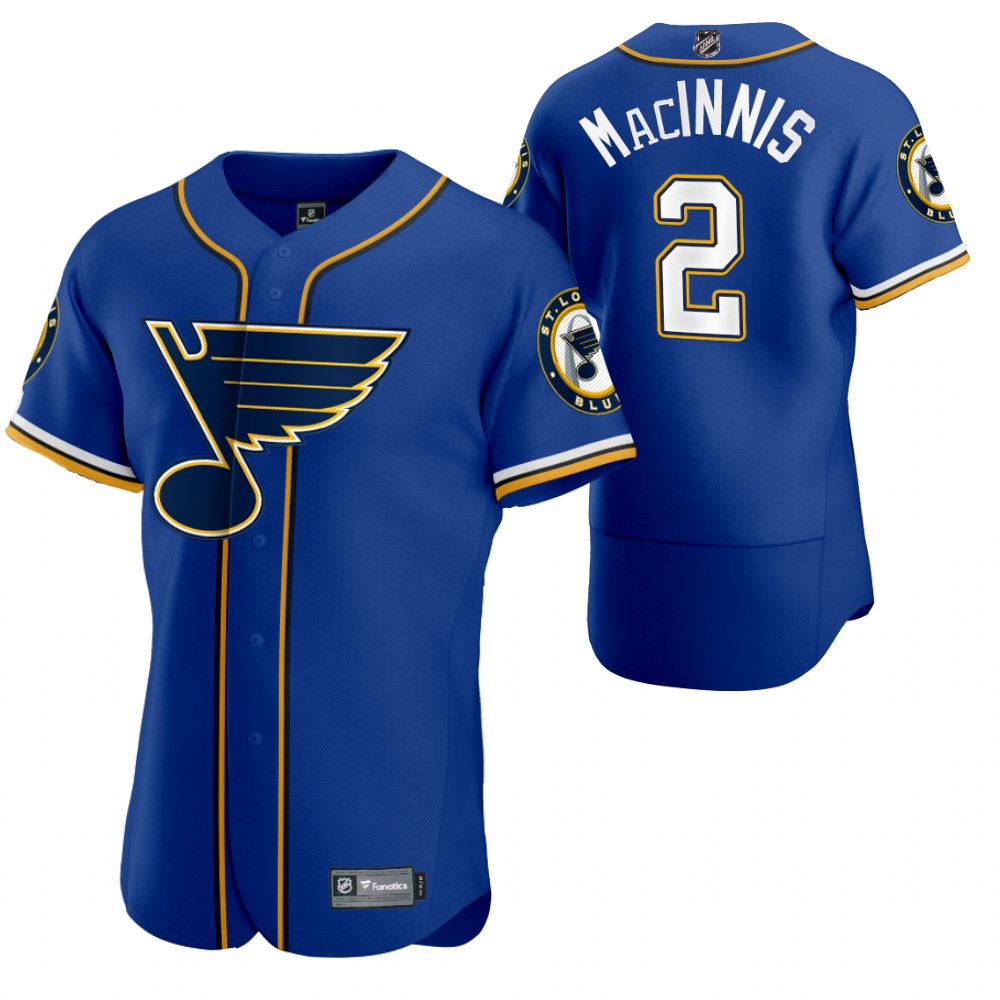 Al MacInnis Blues 2020 NHL X MLB Crossover Baseball Jersey Royal