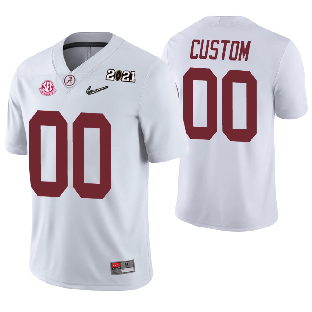 Alabama Crimson Tide 00 Custom 2021 National Champions Jersey White