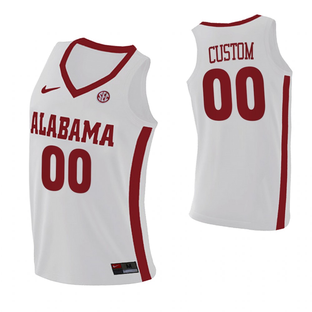 Alabama Crimson Tide 00 Custom College Basketball Replica Jersey White