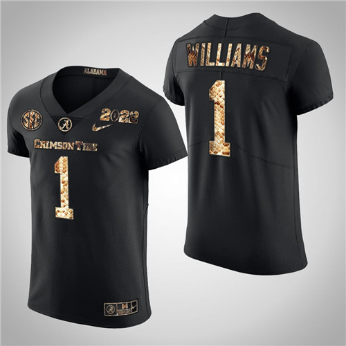 Alabama Crimson Tide 1 Jameson Williams Python Skin 2022 College Football Playoff Jersey Black