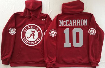 Alabama Crimson Tide 10 AJ McCarron Red Men's Pullover Hoodie