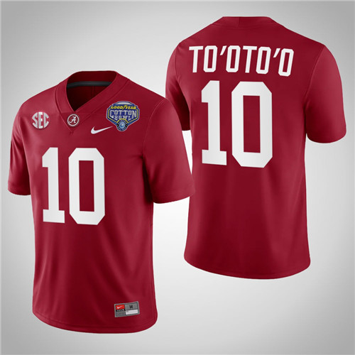 Alabama Crimson Tide 10 Henry To'oTo'o College Football Playoff 2021 Cotton Bowl Jersey Crimson