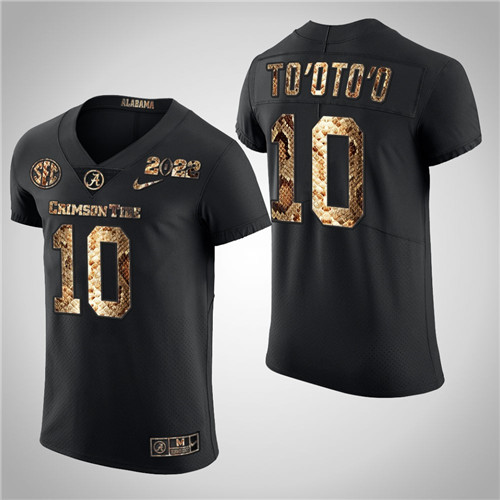 Alabama Crimson Tide 10 Henry To'oTo'o Python Skin 2022 College Football Playoff Jersey Black