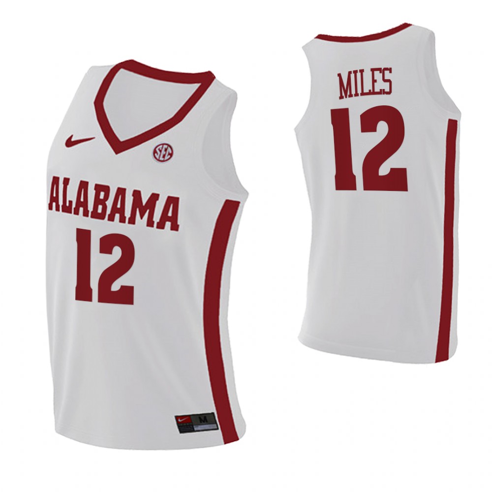 Alabama Crimson Tide 12 Darius Miles College Basketball Swingman Jersey White