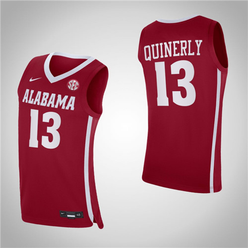 Alabama Crimson Tide 13 Jahvon Quinerly College Basketball Jersey Red