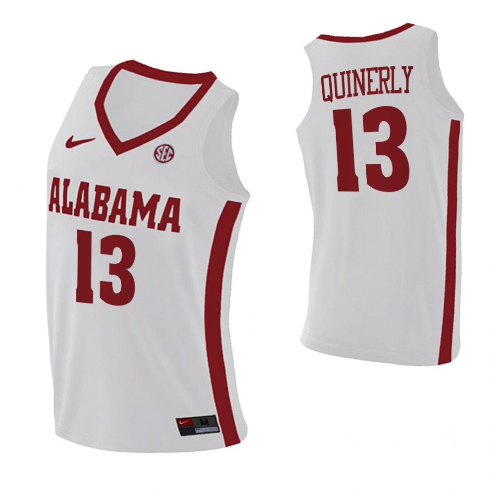 Alabama Crimson Tide 13 Jahvon Quinerly College Basketball Swingman Jersey White