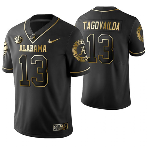 Alabama Crimson Tide 13 Tua Tagovailoa Golden Edition Limited College Football Jerseys Black