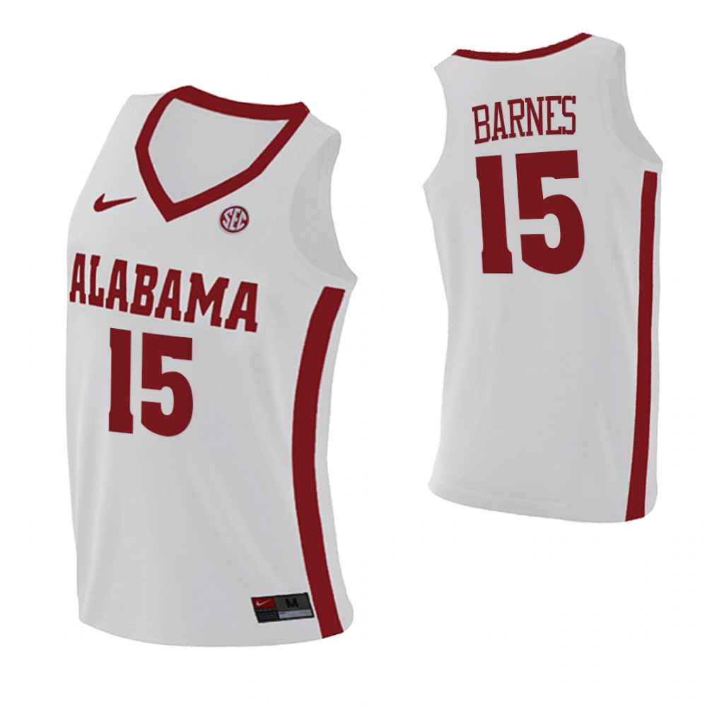 Alabama Crimson Tide 15 Tyler Barnes College Basketball Swingman Jersey White