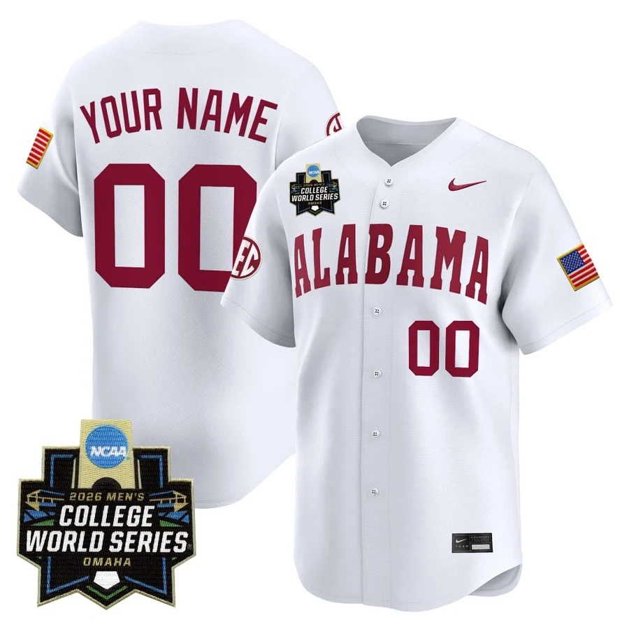 Alabama Crimson Tide 2026 World Series Vapor Premier Limited Custom Jersey WHITE