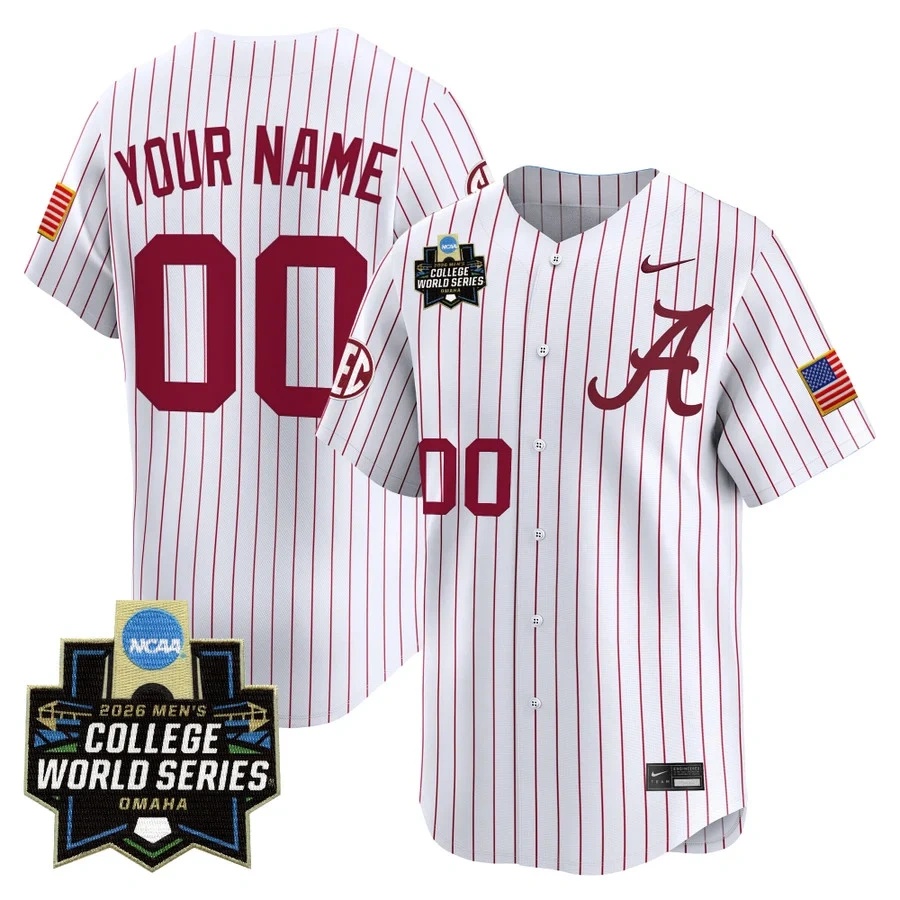 Alabama Crimson Tide 2026 World Series Vapor Premier Limited Custom Jersey WHITE2