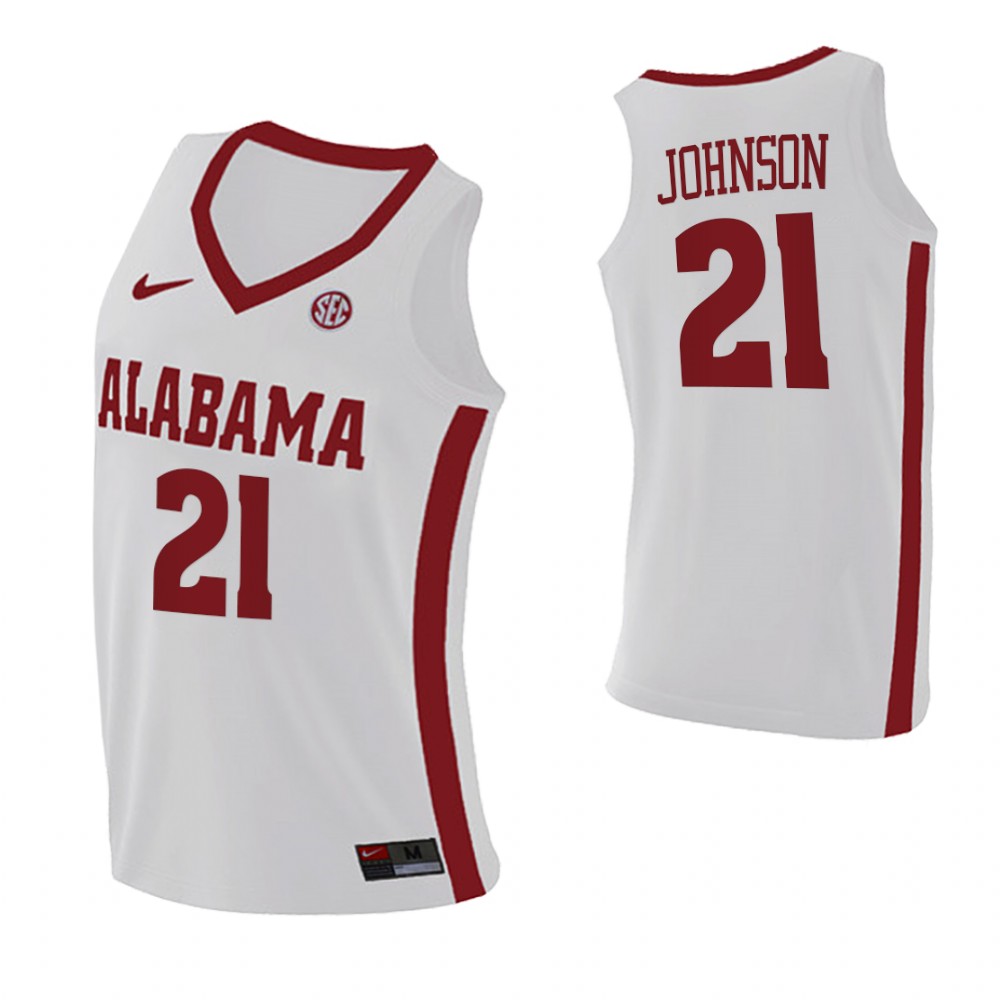 Alabama Crimson Tide 21 Britton Johnson College Basketball Swingman Jersey White