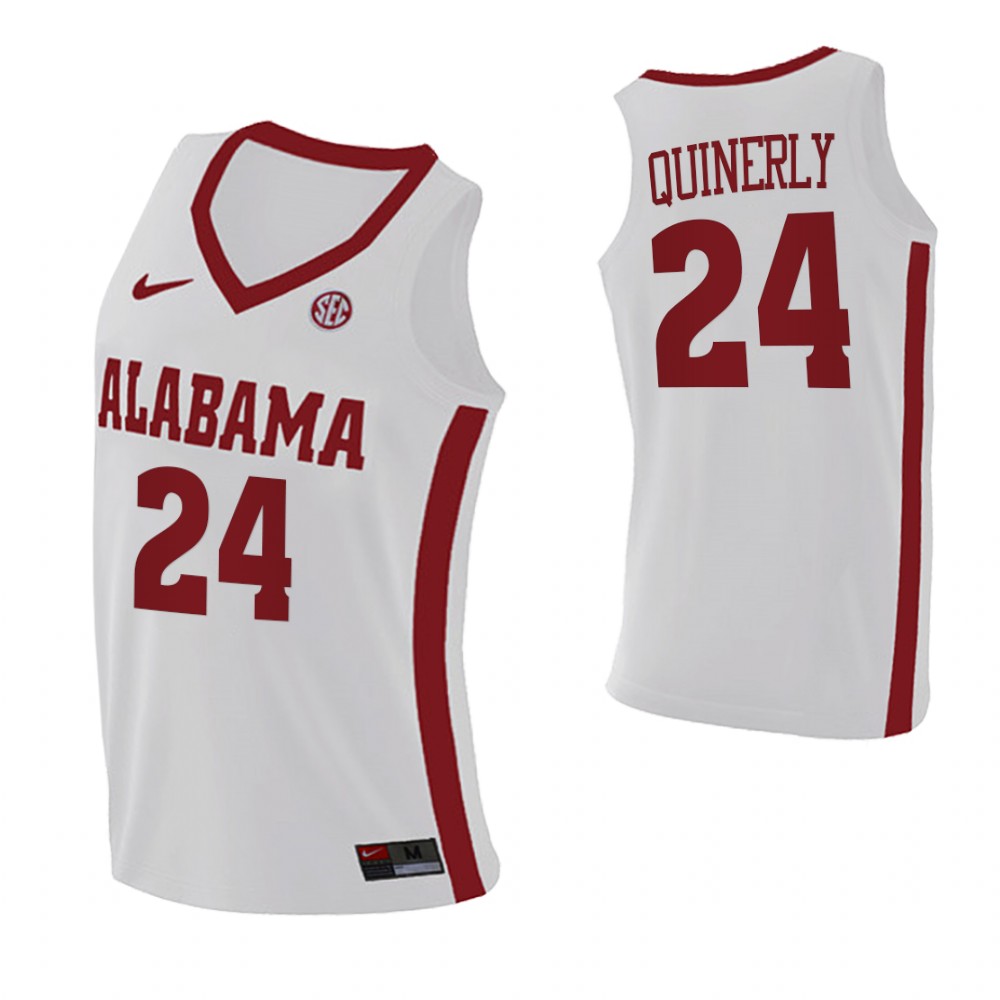 Alabama Crimson Tide 24 Jaden Quinerly College Basketball Swingman Jersey White