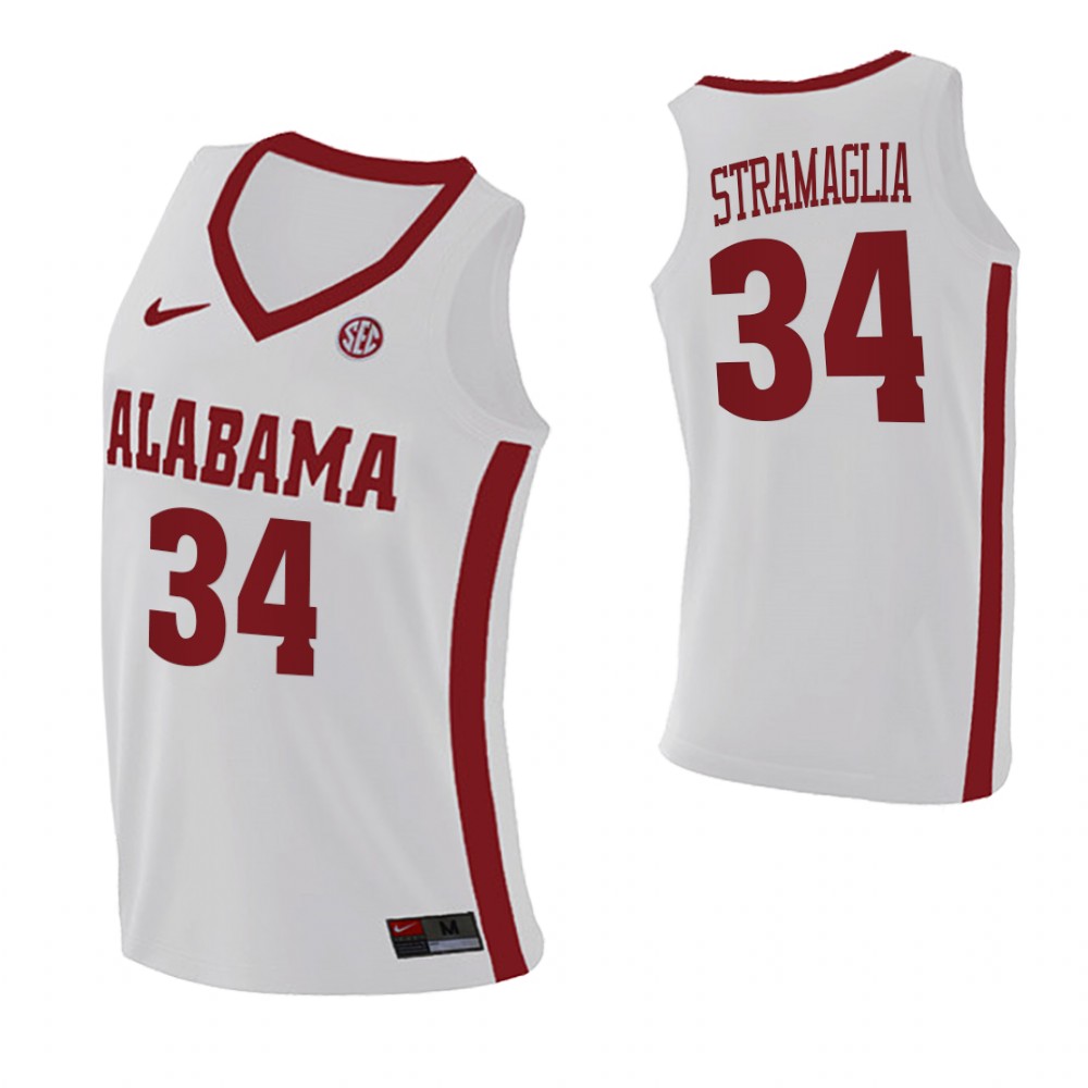 Alabama Crimson Tide 34 Paul Stramaglia College Basketball Swingman Jersey White