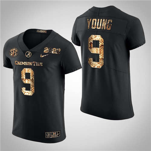 Alabama Crimson Tide 9 Bryce Young Python Skin 2022 College Football Playoff Jersey Black