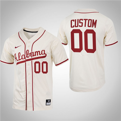Alabama Crimson Tide Custom Replica College Baseball Jersey Natural