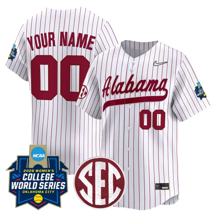 Alabama Softball 2026 World Series (WCWS) Vapor Premier Limited Custom Jersey PINSTRIPE