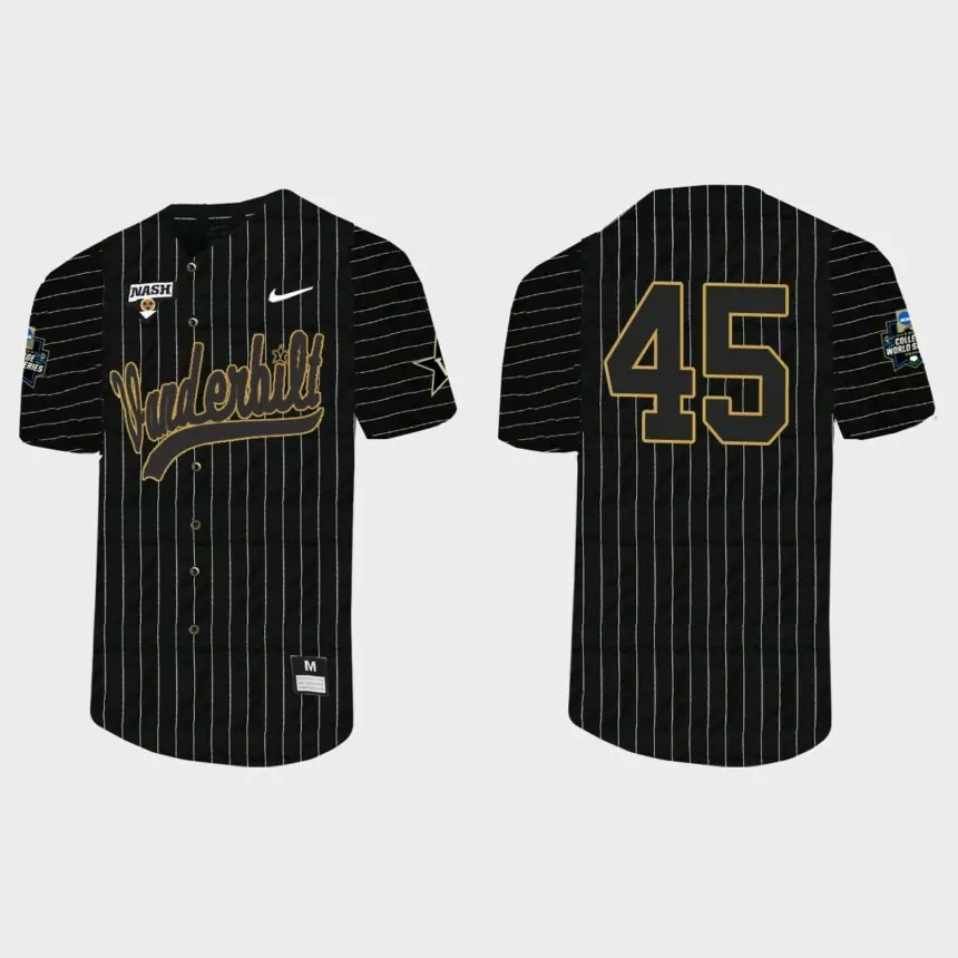 Alan Espinal Vanderbilt Commodores 2021 College World Series Pinstripe Baseball Jersey – Black