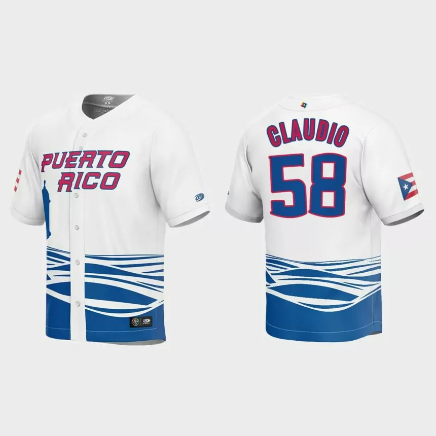 Alex Claudio Puerto Rico Baseball 2023 World Baseball Classic Jersey – White
