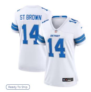 Amon-Ra St. Brown Detroit Lions Nike Women's White Game Jersey - White