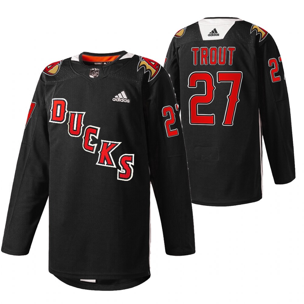 Anaheim Ducks Mike Trout Black 2022 Angels Night Practice Jersey