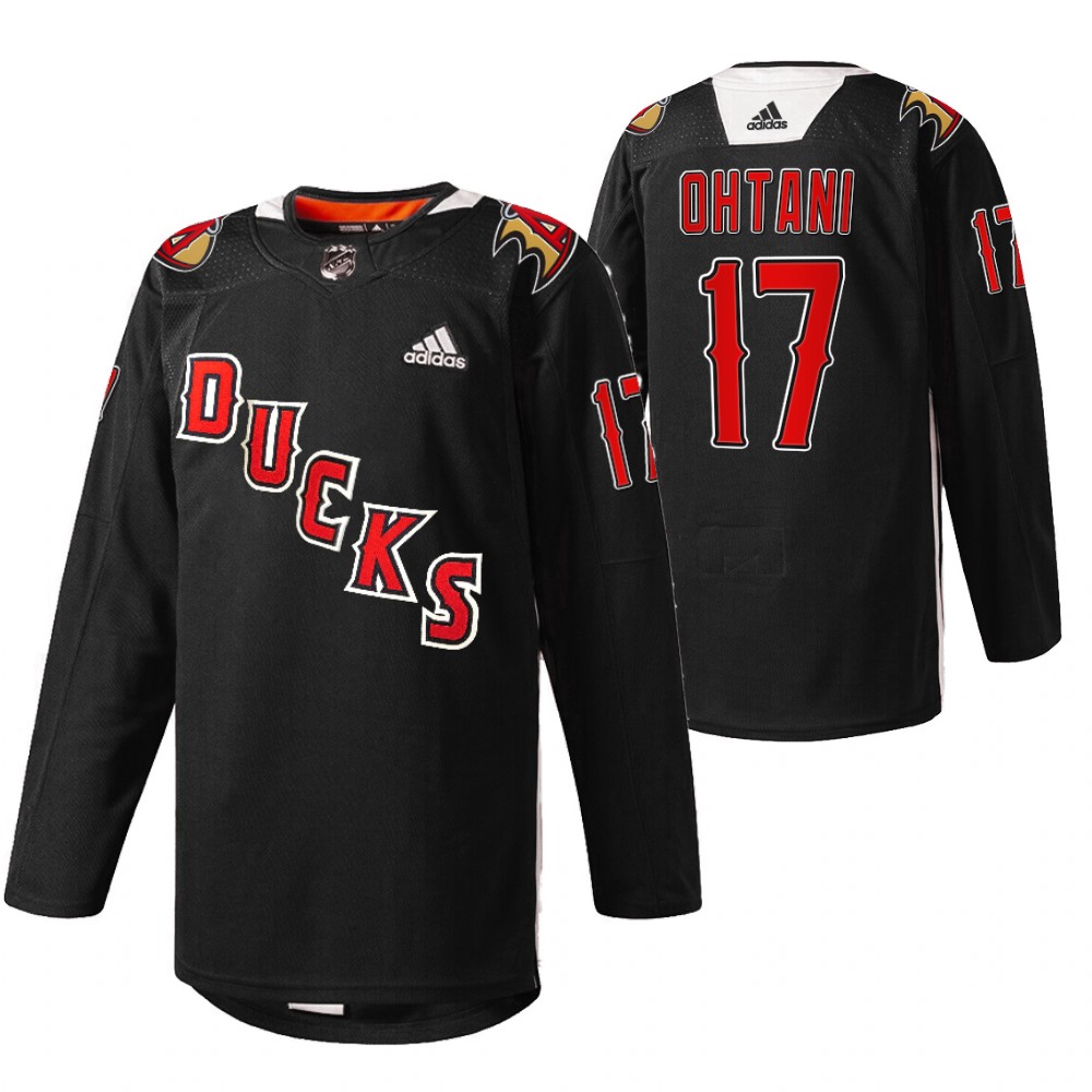Anaheim Ducks Shohei Ohtani Black 2022 Angels Night Practice Jersey