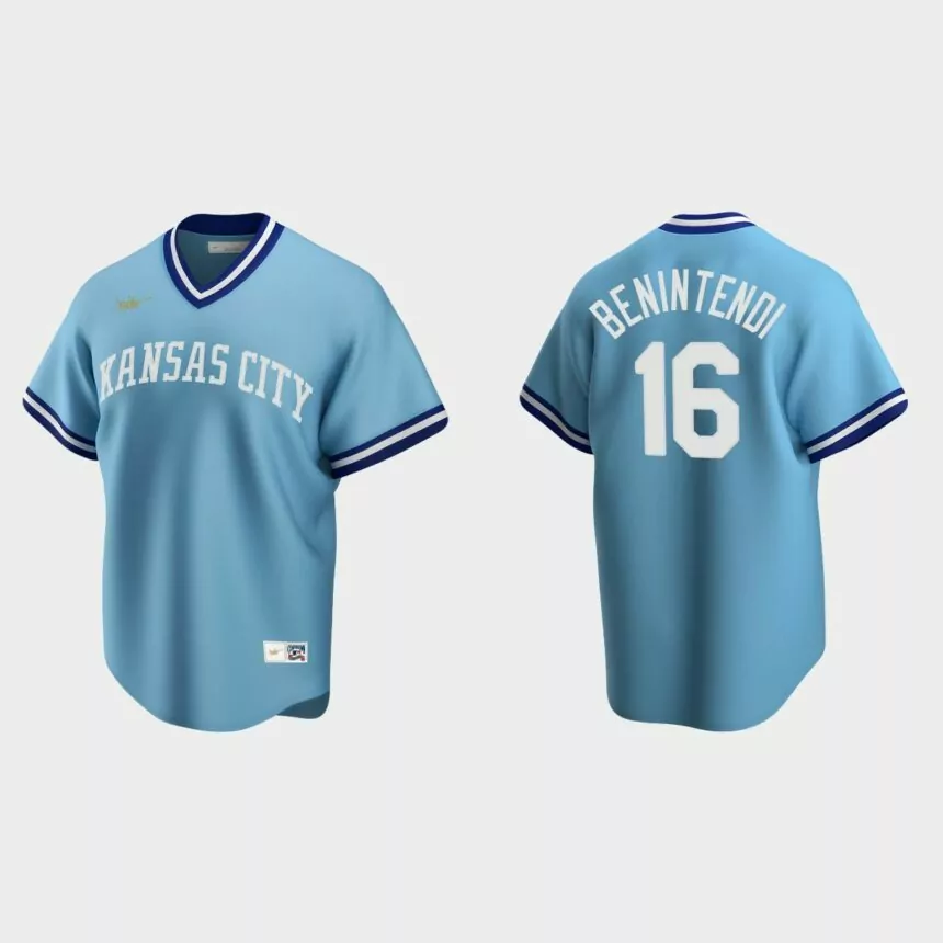 Andrew Benintendi #16 Kansas City Royals Cooperstown Collection Road Jersey – Light Blue