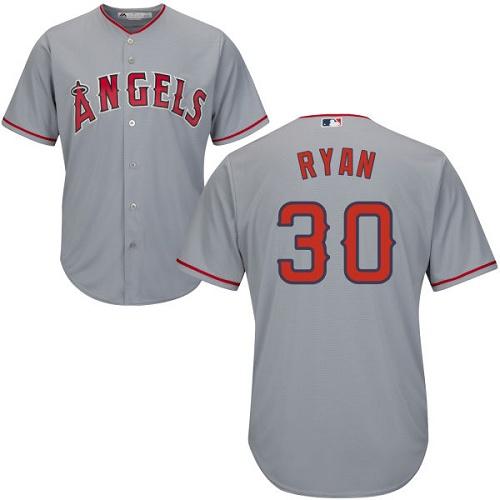 Angels #30 Nolan Ryan Grey Road Women's Stitched MLB Jersey