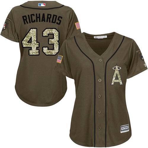 Angels #43 Garrett Richards Green Salute to Service Women's Stitched MLB Jersey