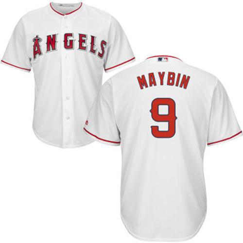 Angels #9 Cameron Maybin White Cool Base Stitched Youth MLB Jersey
