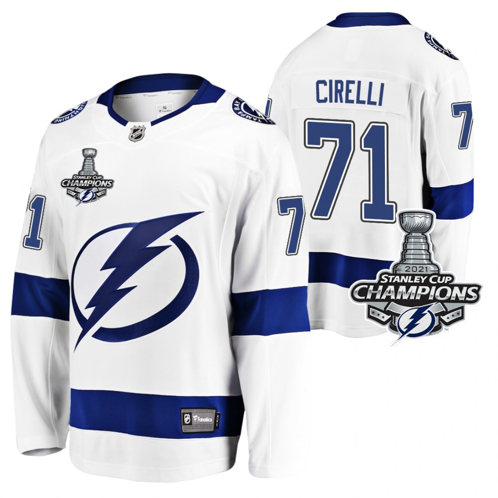 Anthony Cirelli Lightning 2021 Stanley Cup Champions White Away Jersey